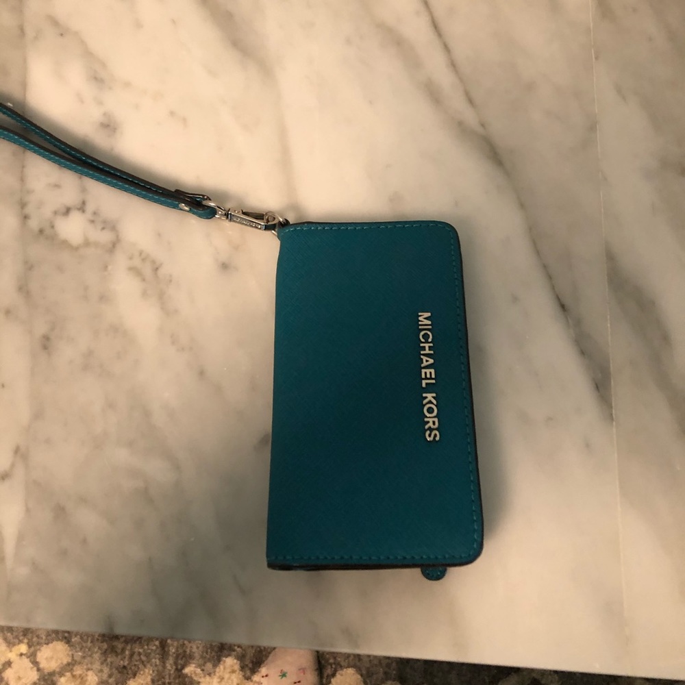 Teal Michael Kors wristlet